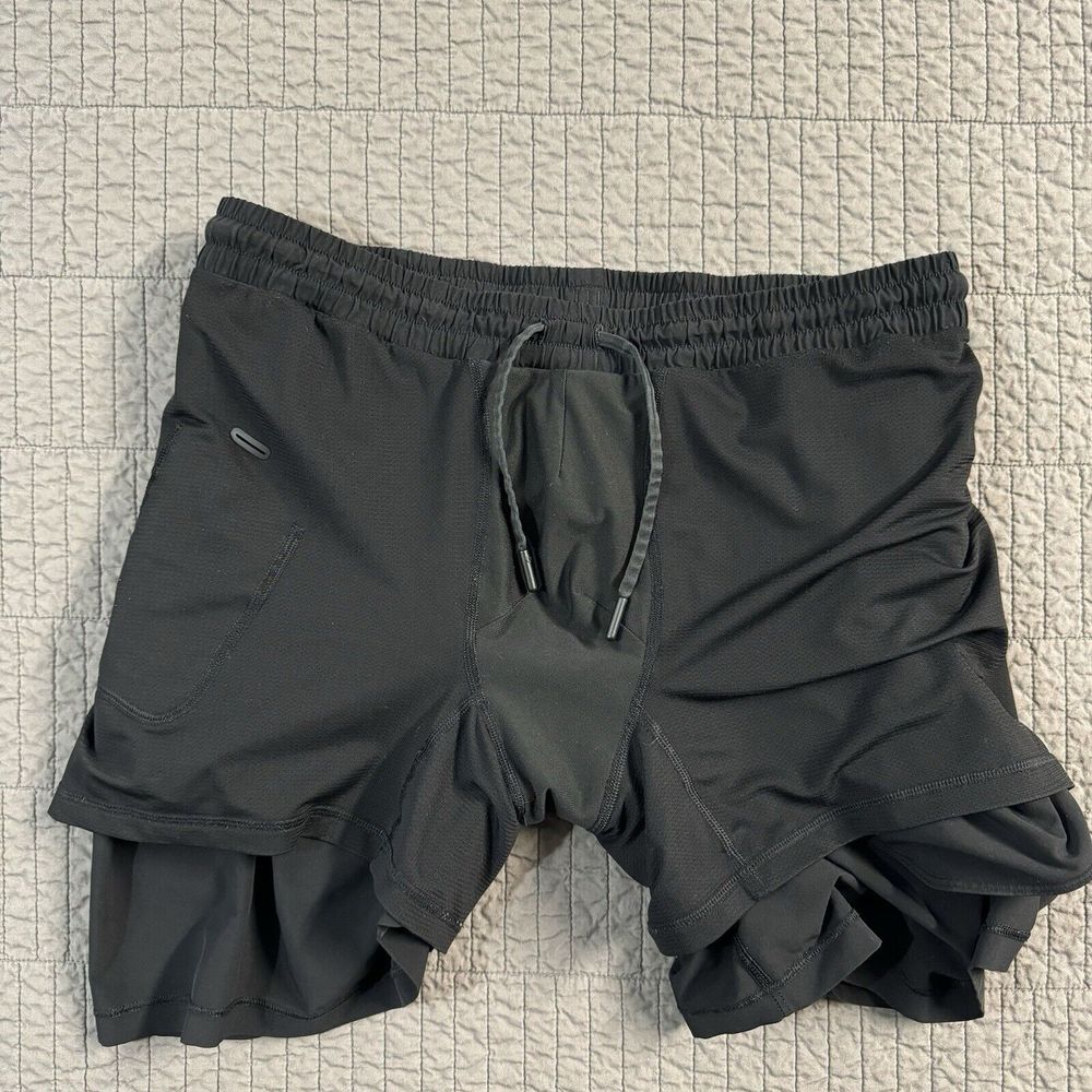 Lululemon Shorts Mens Large Black Pace Breaker Lined 7" Running Gym Workout - Picture 6 of 11